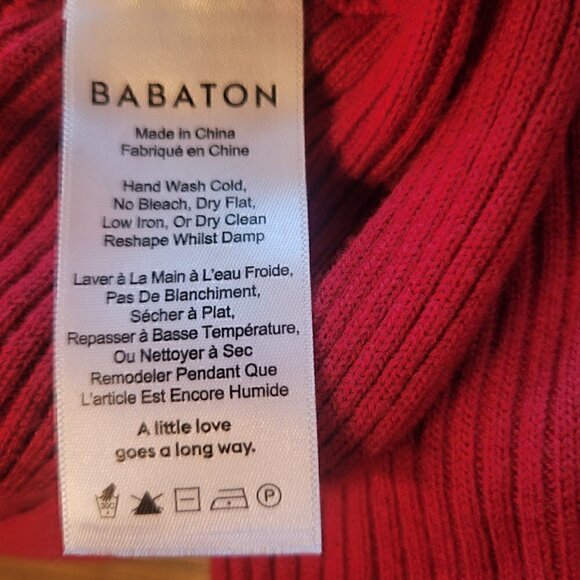Babaton Red Wool Blend Rib Cross-Back Sweater XS | Holiday Party Statement Knit - Picture 3 of 3